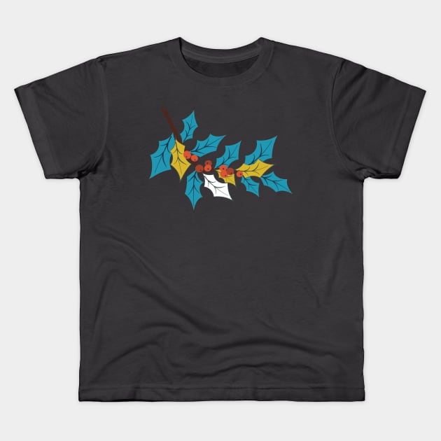 Cute Holly Branch Kids T-Shirt by SWON Design